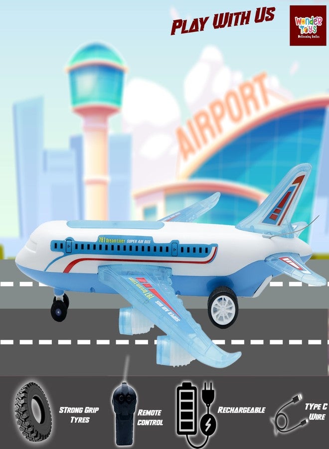 وندر لعبة طائرة التحكم عن بعد Wonder A-787، أضواء مثيرة لكامل الجسم وأصوات واقعية للأطفال (أزرق) - Image 4